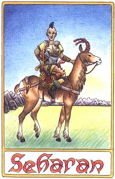 Seharan on her Nurai, drawn by Anja Odenthal